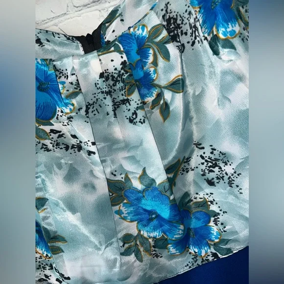 Floral Blue & Green Long Sleeveless Flower Dress size XL - Picture 7 of 15